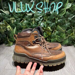 Ecco Mens Track 25 Boots Size 44 10 Brown GoreTex Waterproof Moc High Top Hiking